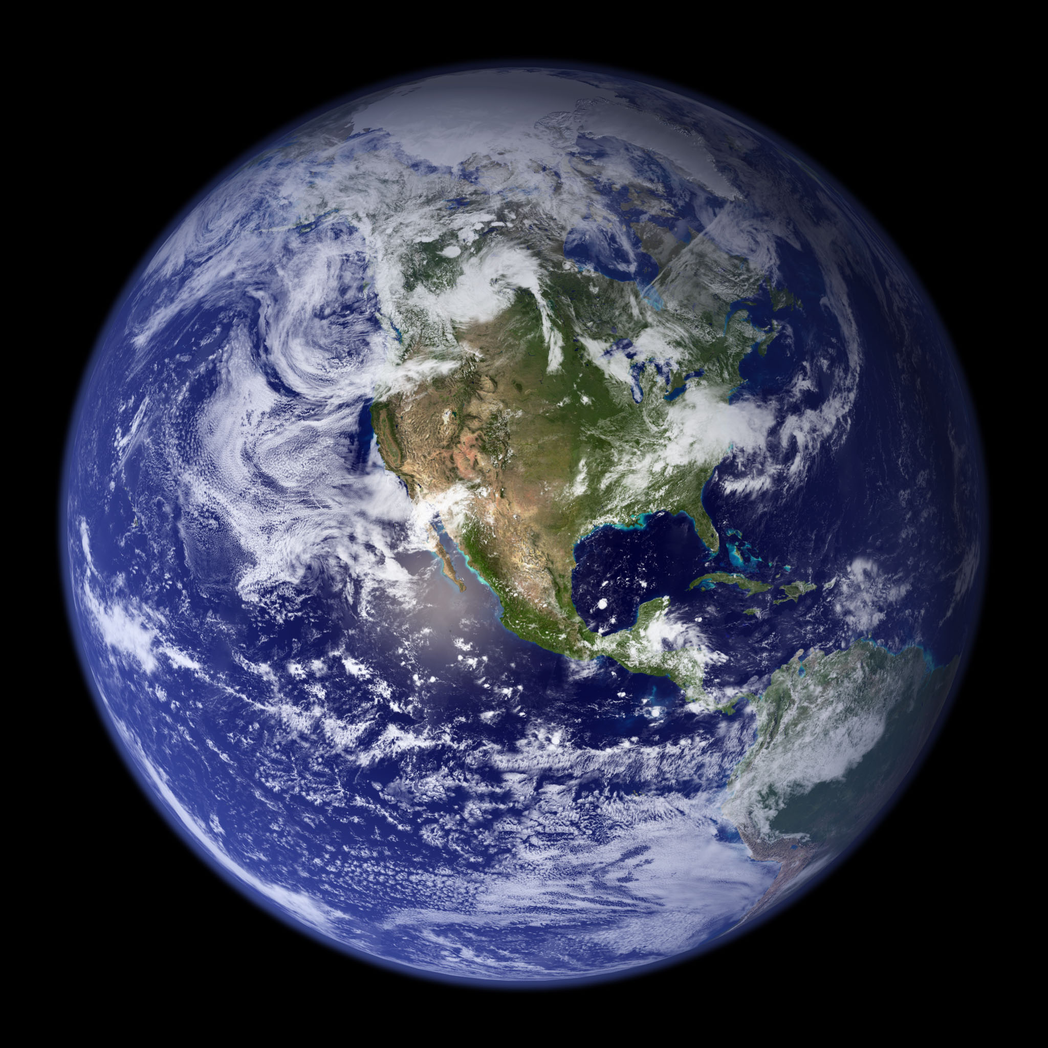 Dayside of Earth, including North America.