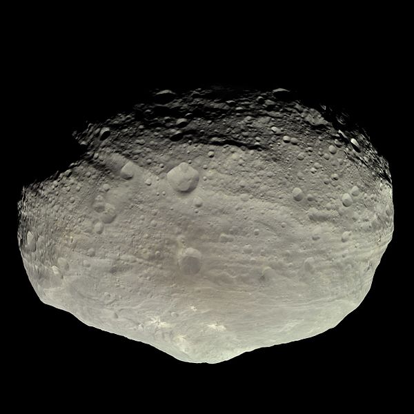 Asteroid Vesta is shown. It looks like a giant, cratered-rock