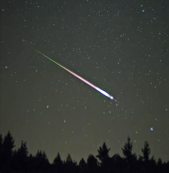 Leonid meteor flying across the night sky