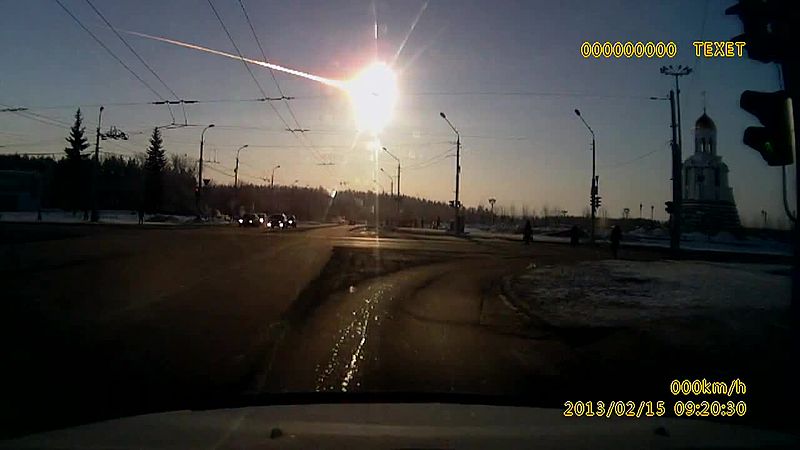 a fireball flies across the daytime sky in Russia