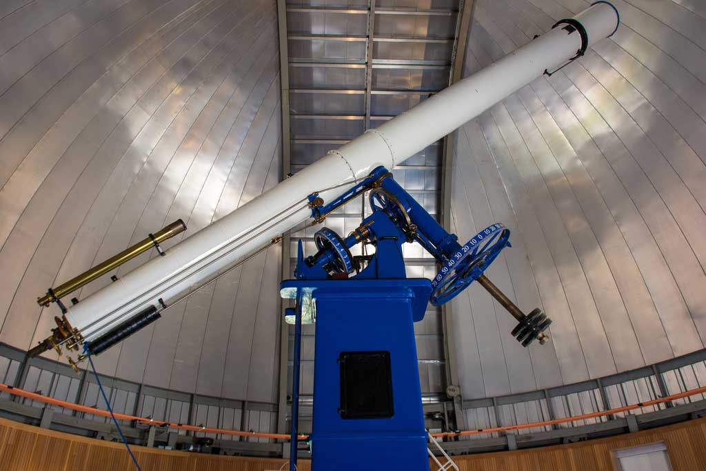 The 20-inch Refractor “Rachel” at the Chabot Space and Science Center is shown.