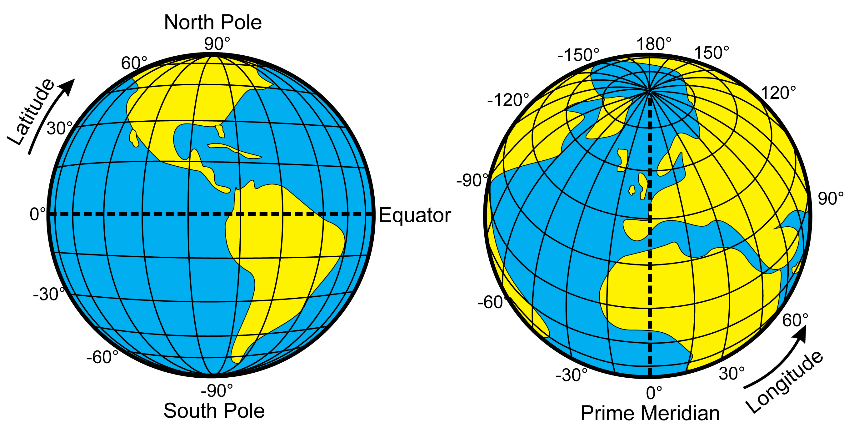 "File:Latitude and Longitude of the Earth.svg" by Djexplo is licensed under CC0 1.0