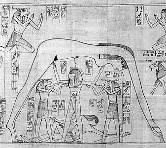Egyptian god Geb and goddess Nut from the Greenfield papyrus Unknown author/Public domain; 