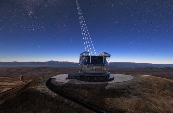 The Extremely Large Telescope is designed to use adaptive optics. https:/commons.wikimedia.org/wiki/File:ELT_adaptive_optics_(34873921940).jpg; 