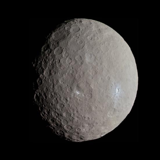 Ceres. https:/commons.wikimedia.org/wiki/File:Ceres_-_RC3_-_Haulani_Crater_(22381131691).jpg; 