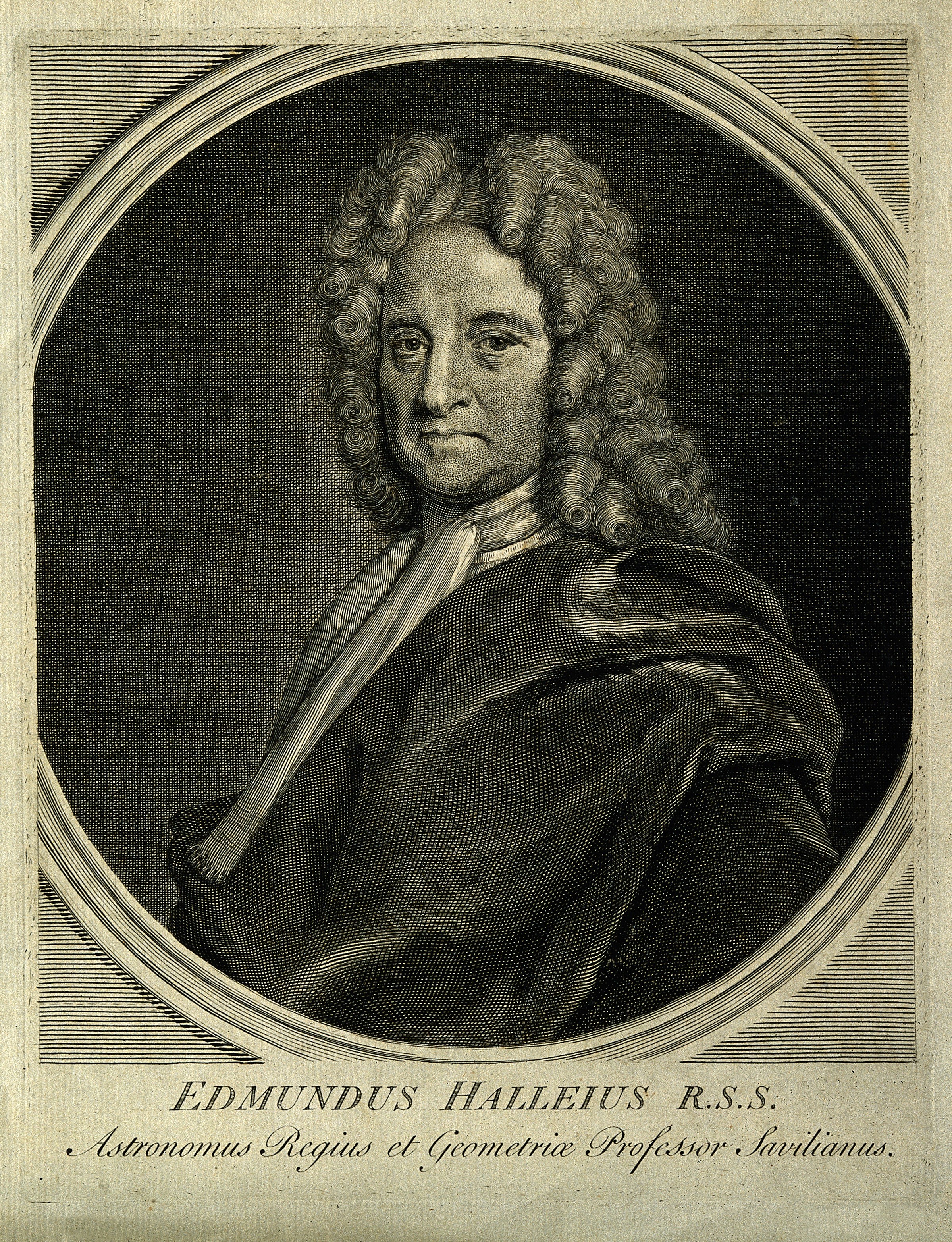 Edmund Halley. https:/commons.wikimedia.org/wiki/File:Edmund_Halley._Line_engraving_after_R._Phillips._Wellcome_V0002535.jpg; 