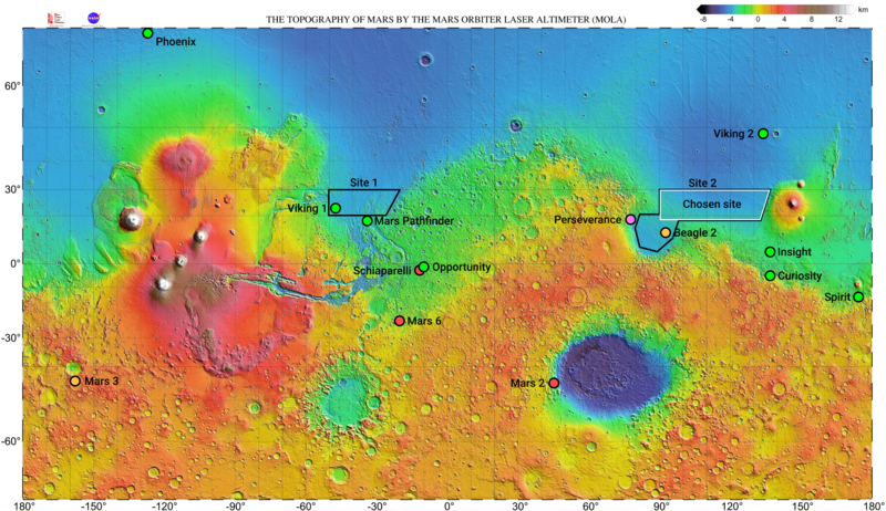 With orbiters, landers, and rovers, we have mapped the surface of Mars in extraordinary detail. https://commons.wikimedia.org/wiki/File:Mars_map_with_landing_site_Tianwen-1.png