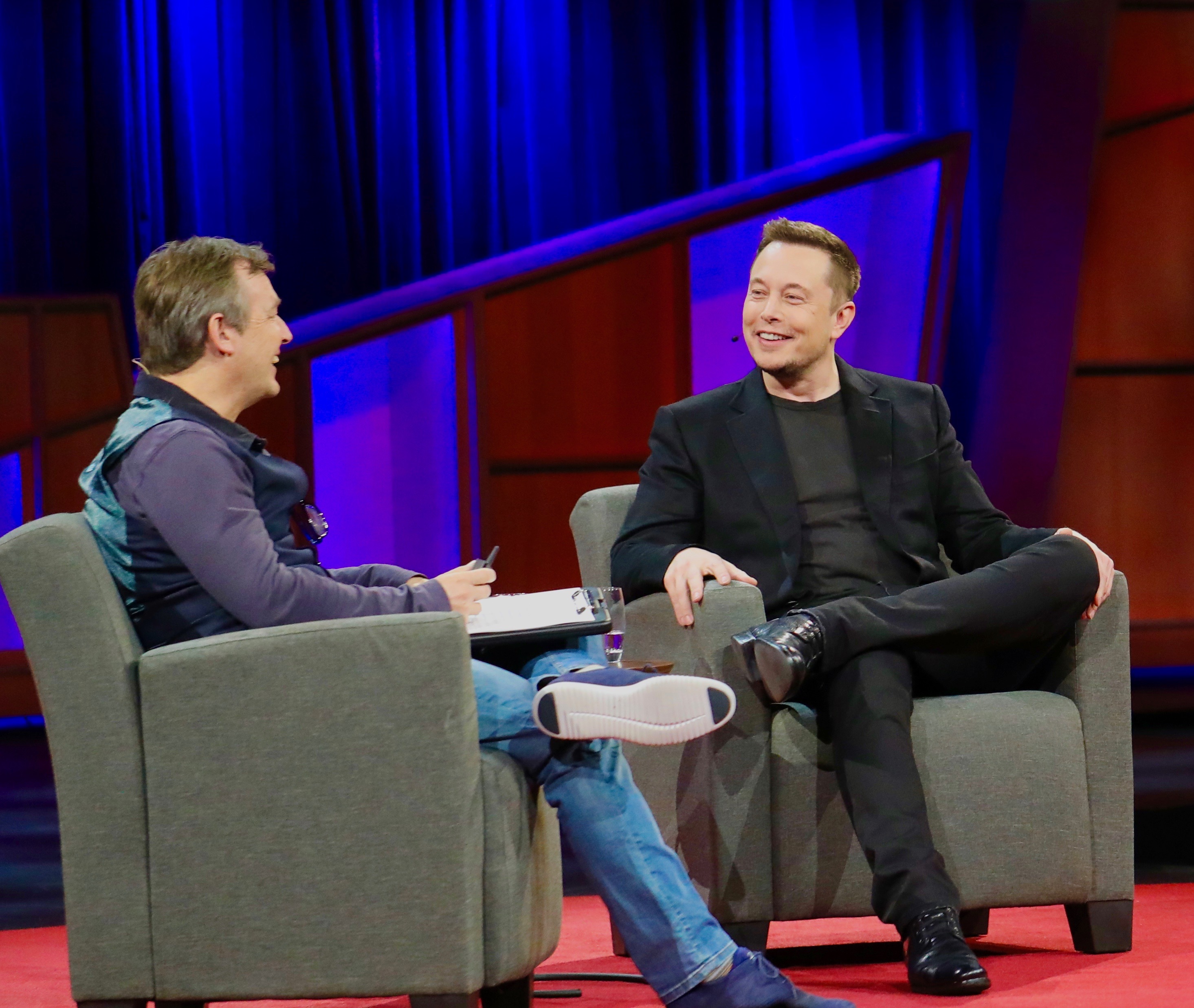 Elon Musk, the CEO of SpaceX is among the people who advocate for colonizing Mars. https:/commons.wikimedia.org/wiki/File:Elon_Musk_and_Chris_Anderson_at_TED_2017_(33486317634).jpg; 
