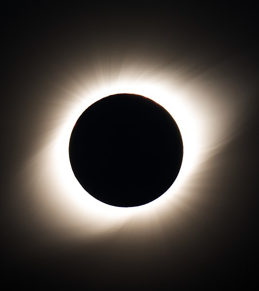 The corona can only be seen during a total solar eclipse that covers both the photosphere and the chromosphere. https:/commons.wikimedia.org/wiki/File:Solarcorona.jpg; 