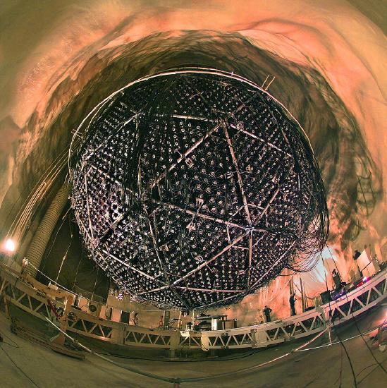 Neutrino detectors use large volumes of fluid to search for tiny interactions. https:/www.flickr.com/photos/berkeleylab/2826495494; 