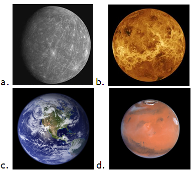 Images of the terrestrial planets taken by spacecraft.