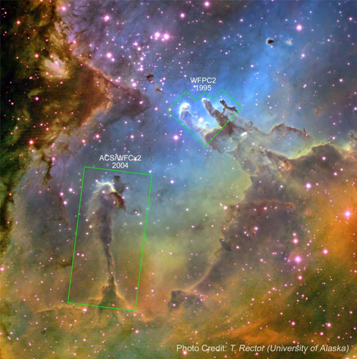 Pillars of gas and dust in a star-forming region.