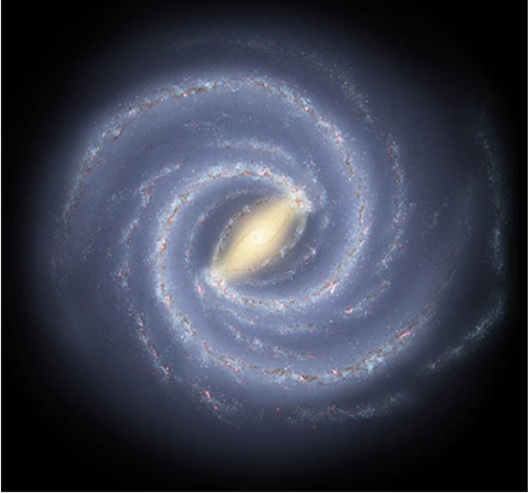 Drawing of the Milky Way face-on.