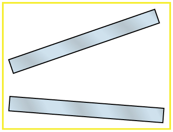 Duas placas são mostradas; uma está na direção horizontal e a outra está acima da primeira placa com alguma inclinação.