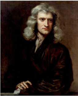 Um retrato de Isaac Newton.