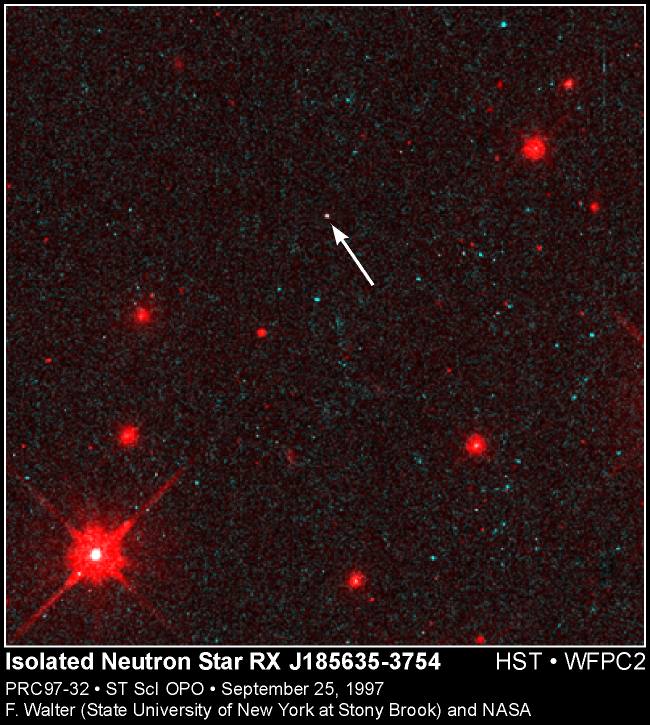 Image of Neutron star RX J185635-3754, the first direct observation of a neutron star in visible light.