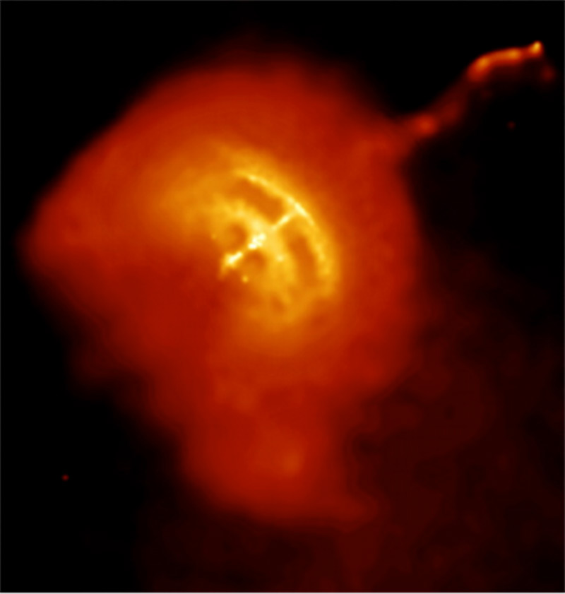 Image of The Vela pulsar and its surrounding pulsar wind nebula.