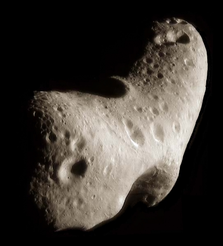 Image of Asteroid (433) Eros, which is irregular in shape and about 12 miles long.