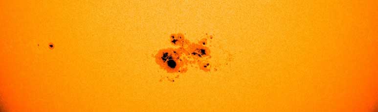Sunspot’s Umbra (dark, center portions) and Penumbra (lighter, outer portions).