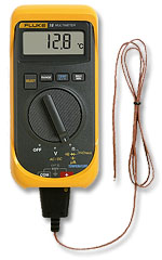 A digital thermometer and voltmeter