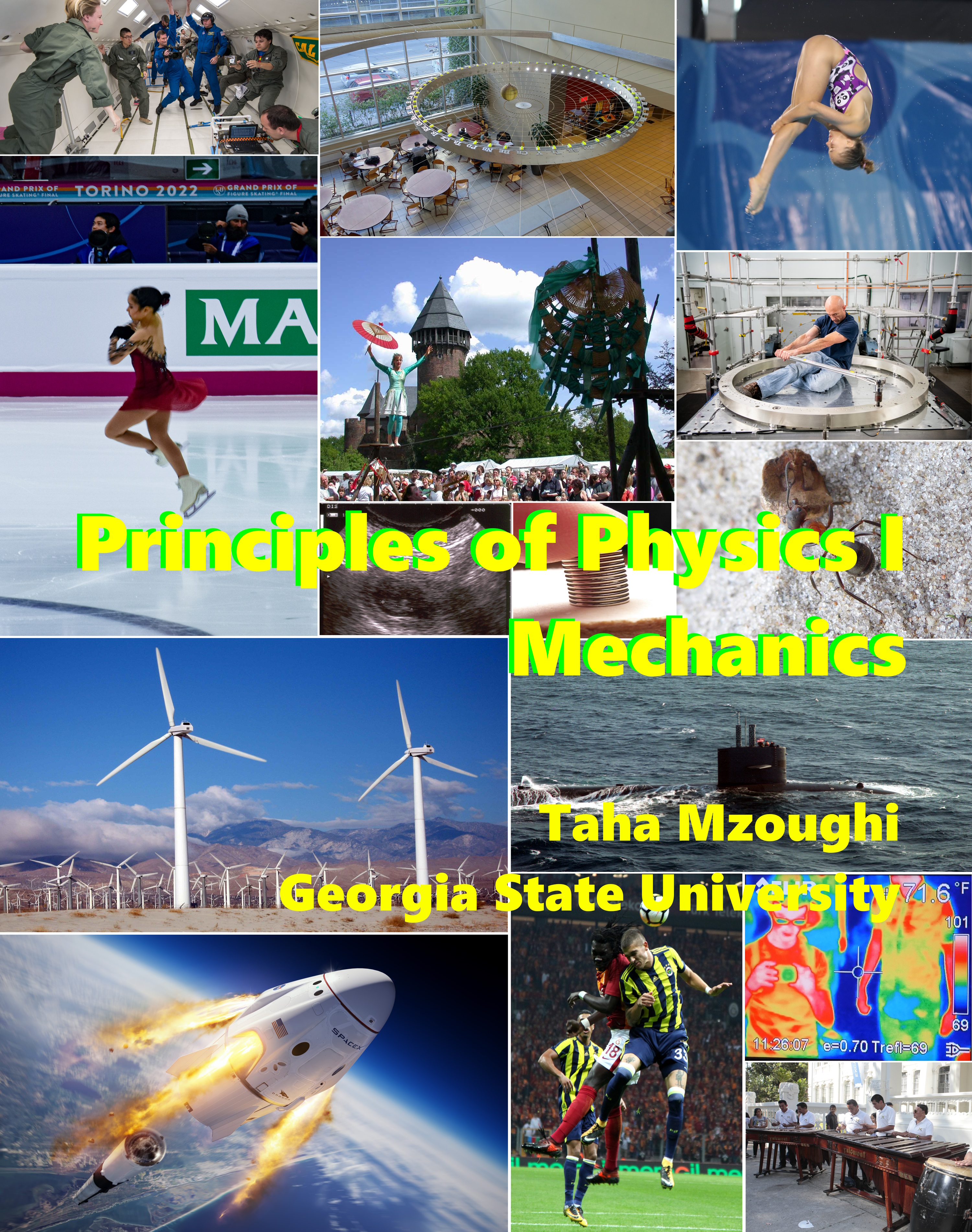 Collage of Photos Illustrating Various Applications of Physics