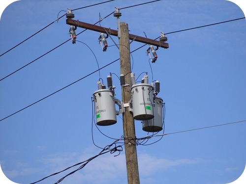 Local power transformer on a pole