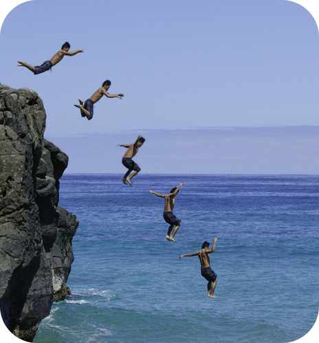 Cliff divers undergo effective free fall