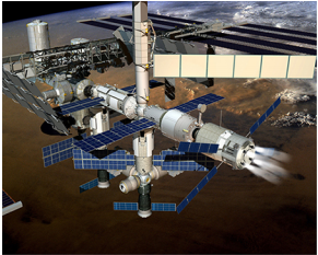يتم عرض صورة لمحطة الفضاء الدولية.