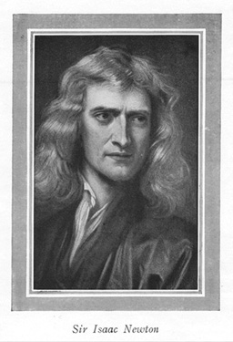 Um retrato de Isaac Newton.